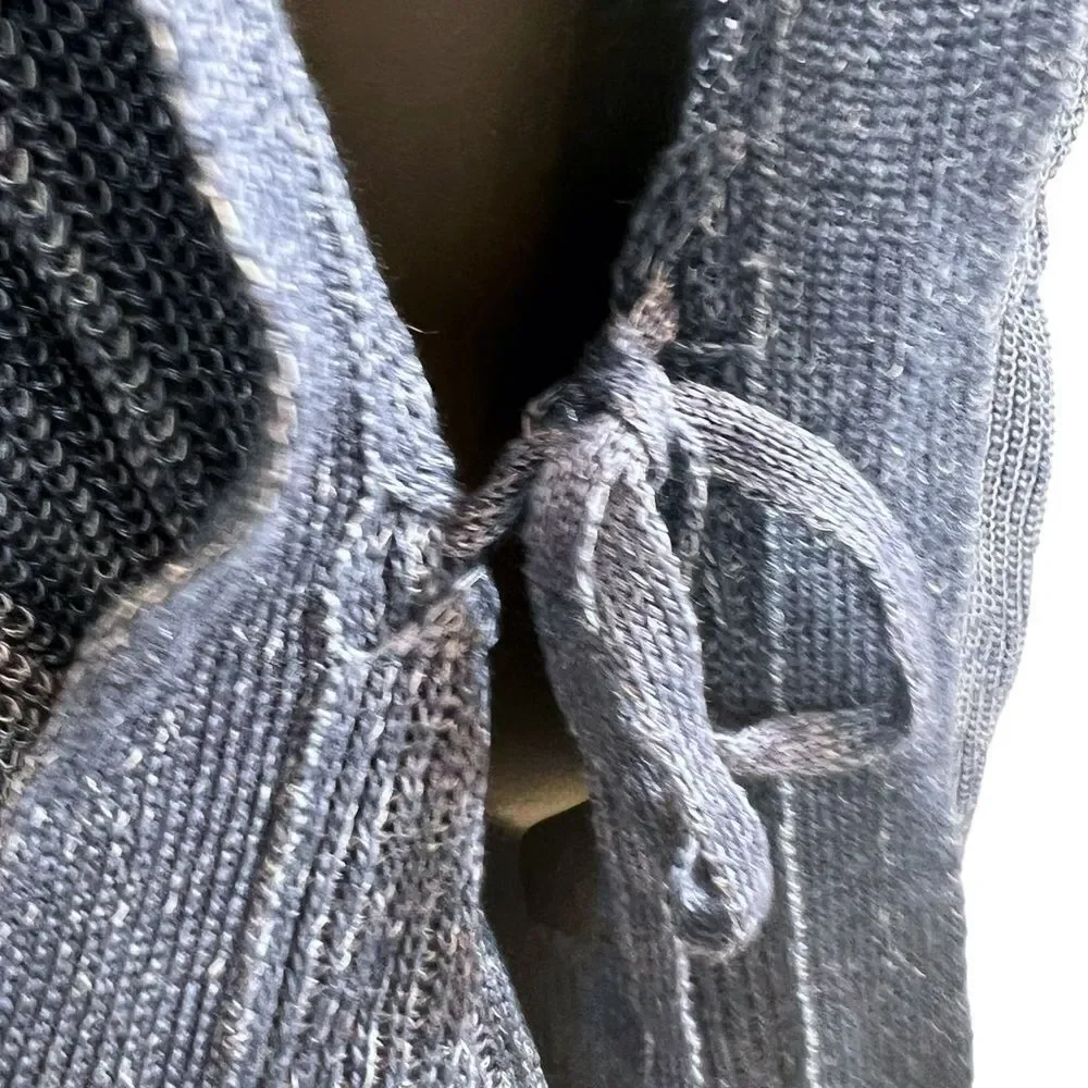 Lafayette 148 Hemp Blue Marled Long Line Cardigan Vest